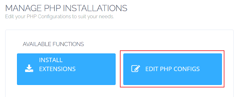 選擇「EDIT PHP CONFIGS」