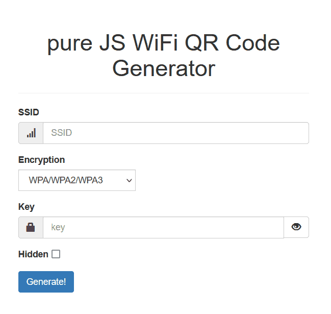 進入pure JS WiFi QR Code Generator頁面