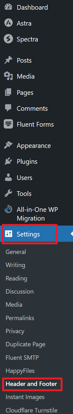 透過設定進入→選擇「Header and Footer」