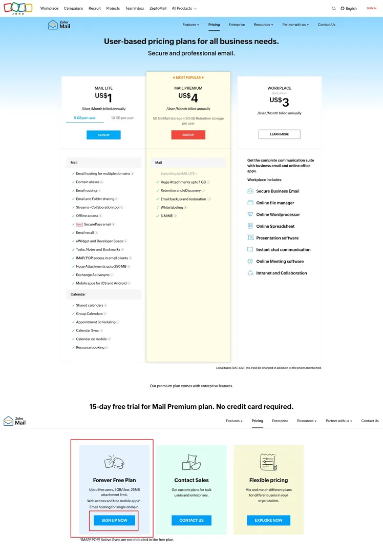 選擇下方的「Forever Free Plan」並按下「SIGN UP NOW」按鈕
