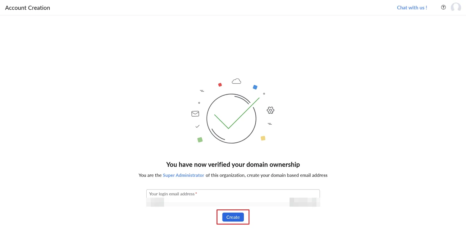 稍早按下「Verify TXT Record」後,進會進入這個畫面,這時按下「Create」按鈕