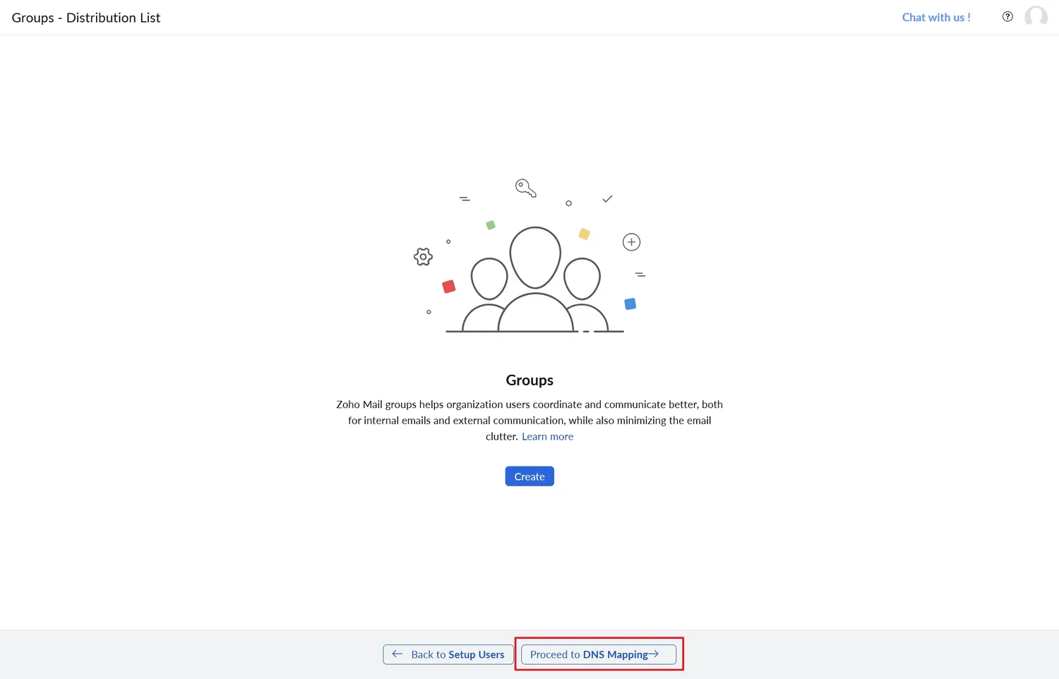 由於我們主要只是要郵件功能,其他就先不管。這裡點擊「Proceed to DNS Mapping」按鈕即可